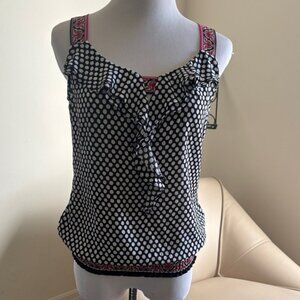 White House Black Market Black and White Polka Dot Blouse
